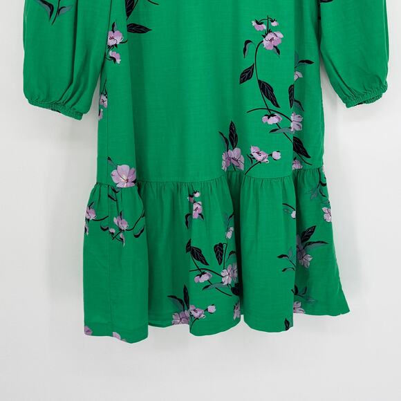 Ann Taylor Green Purple Floral Knee Length Dress Sz 4P Fairy Valentine Romantic - Picture 5 of 8